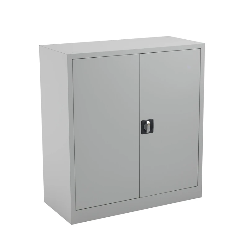 Office Hippo Steel Storage Cabinet, Lockable Cabinet, Double Door Metal Storage Cabinet With 2 Height Adjustable Shelves, Metal Cabinet With 50kg Load Capacity Per Shelf - Grey