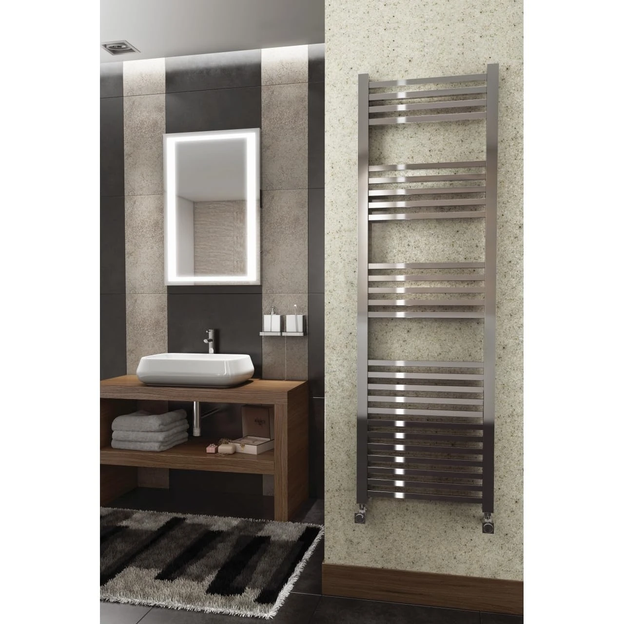 Kartell K Squared Straight Towel Rail - 600mm x 1200mm - Chrome - Flush Bathrooms
