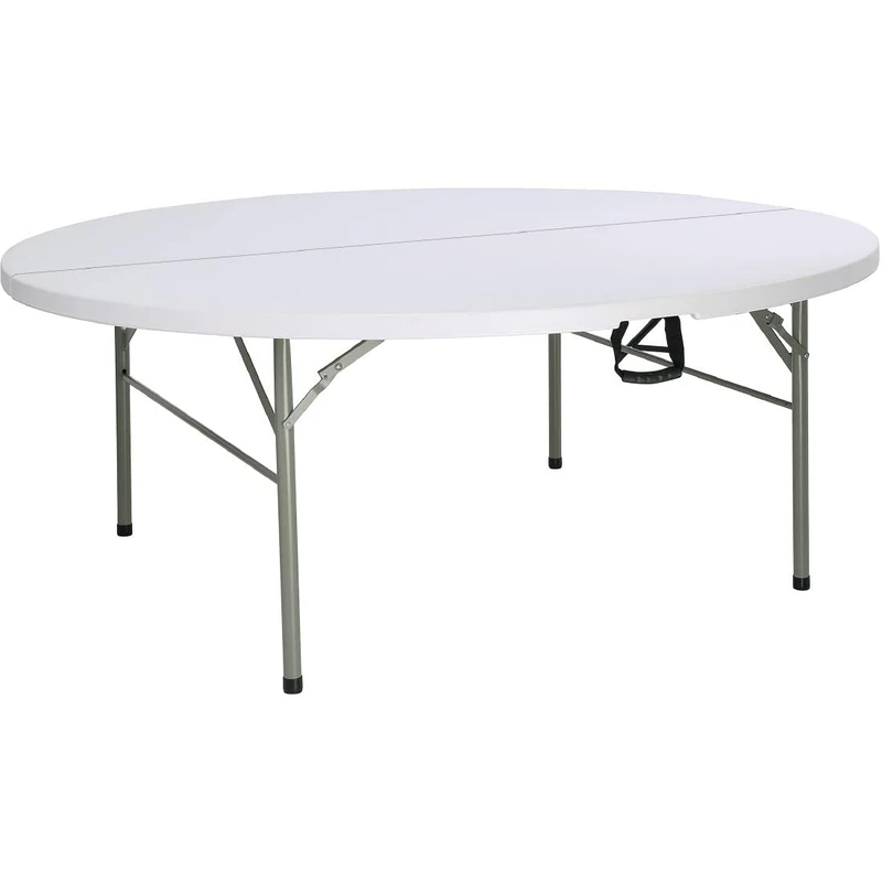 Bolero Round PE Centre Folding Table, White, Size: 74(H) x 183(Dia)cm, Restaurant Overflow Table, Powder Coated Steel Frame with High Density Polyethylene Table Top, HC270