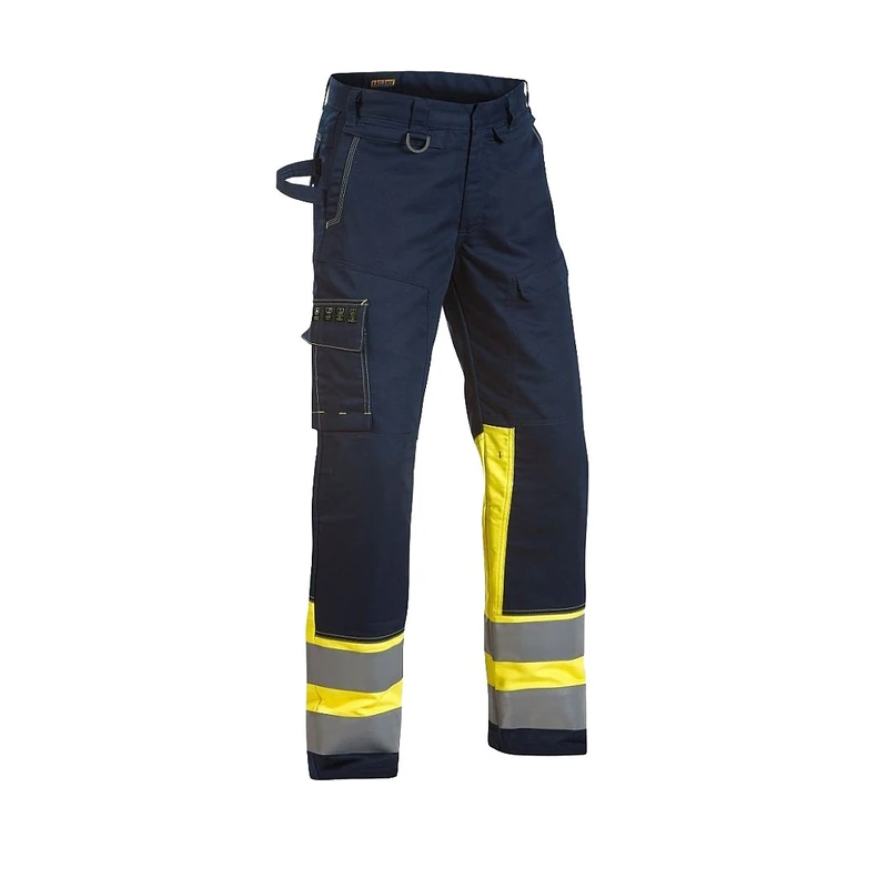 Blakläder 147815148933C64 Anti-Flame Multinorm Trousers, Navy Blue/Yellow, Size C64