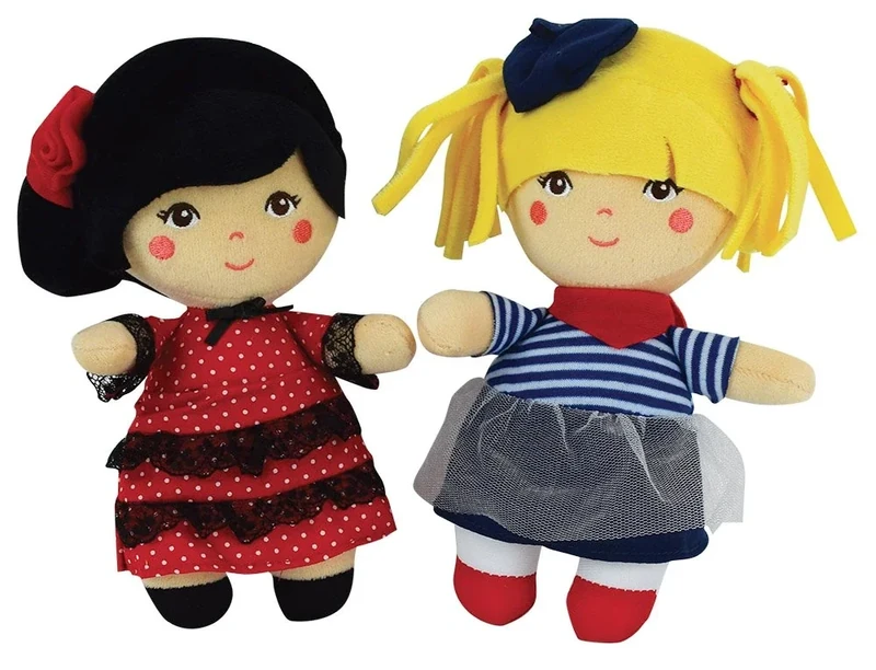 Jemini - 023521 - Set of 2 European dolls +/- 20 cm: the Parisienne and the Spanish