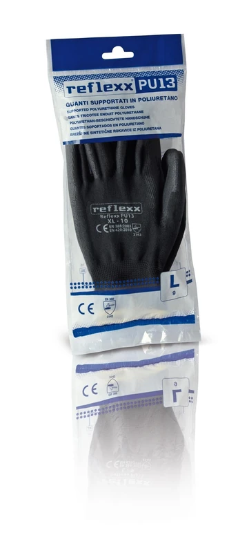 Reflexx PU13/m U-8 gloves (polyurethane), size M, black - Image 1
