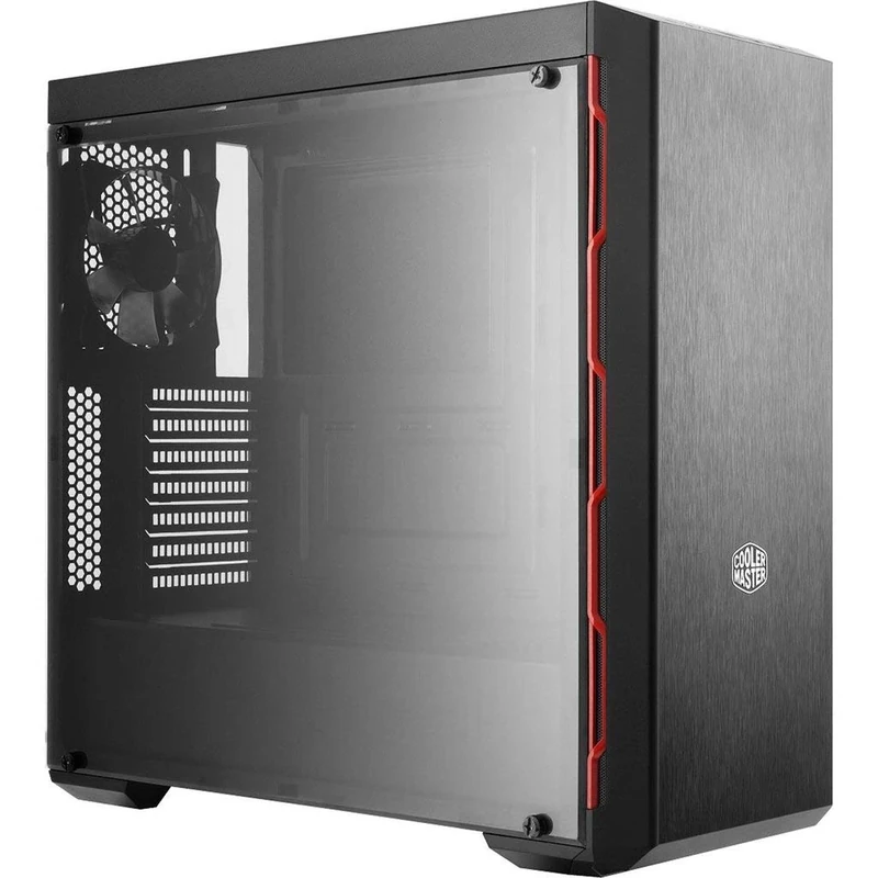 Cooler Master MasterBox MCB-B600L-KANN-S00 ATX Mid-Tower, Sleek Design with Red Side Trim and Acrylic Side Panel