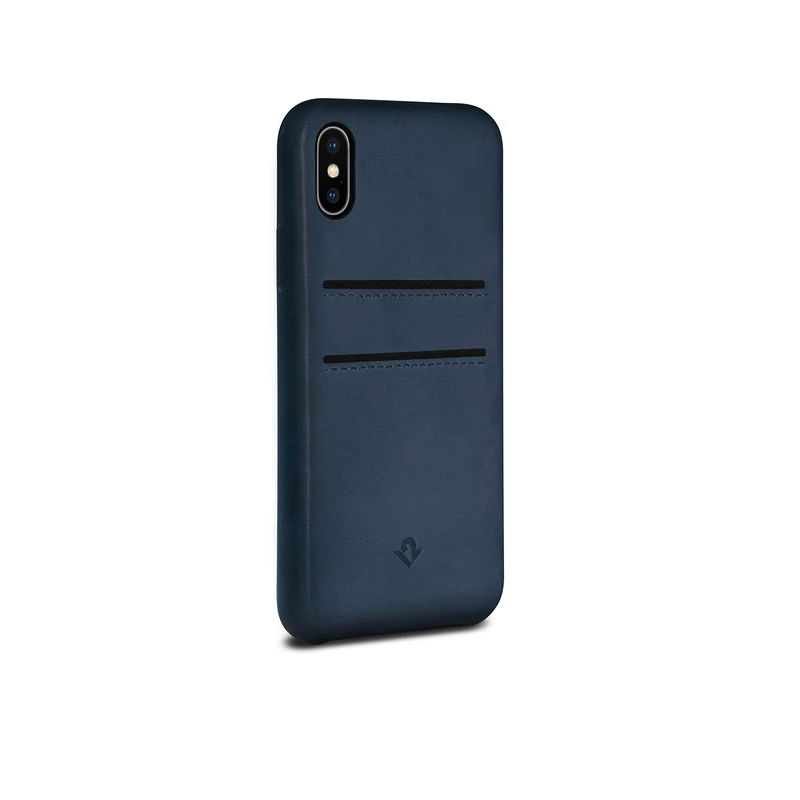 Twelve South Relaxed Leather Case for iPhone X/Xs | Hand Burnished Leather Wallet Shell (indigo)
