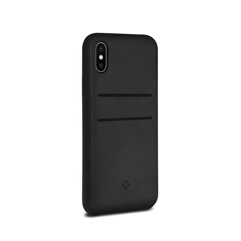 Twelve South Relaxed Leather Case for iPhone X /Xs | Hand Burnished Leather Wallet Shell (black)