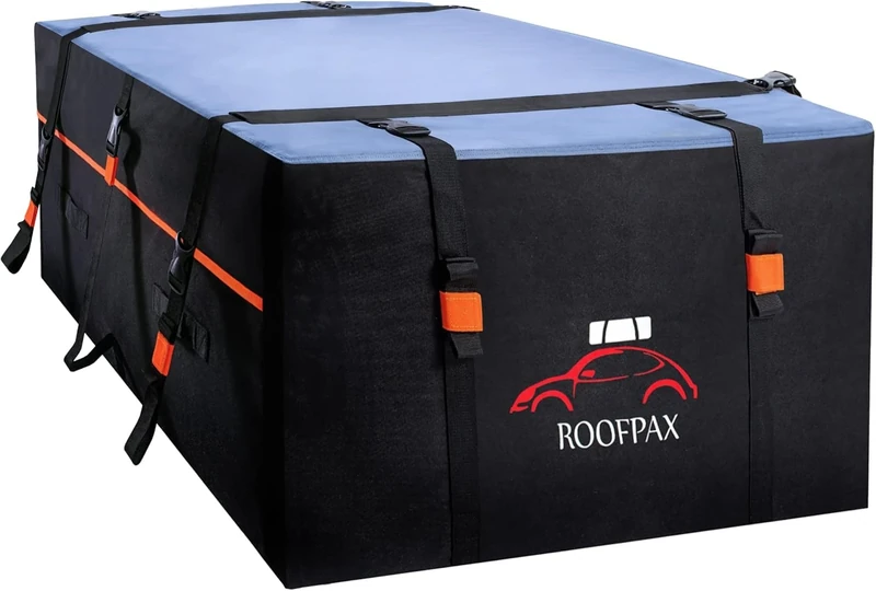 RoofPax Car Roof Bag & Rooftop Cargo Carrier - 19 Cubic Feet Heavy Duty Bag, 100% Waterproof Excellent Military Quality Roof-Top Car Bag - Fits All Cars With/Without Rack - 4 Door Hooks Included