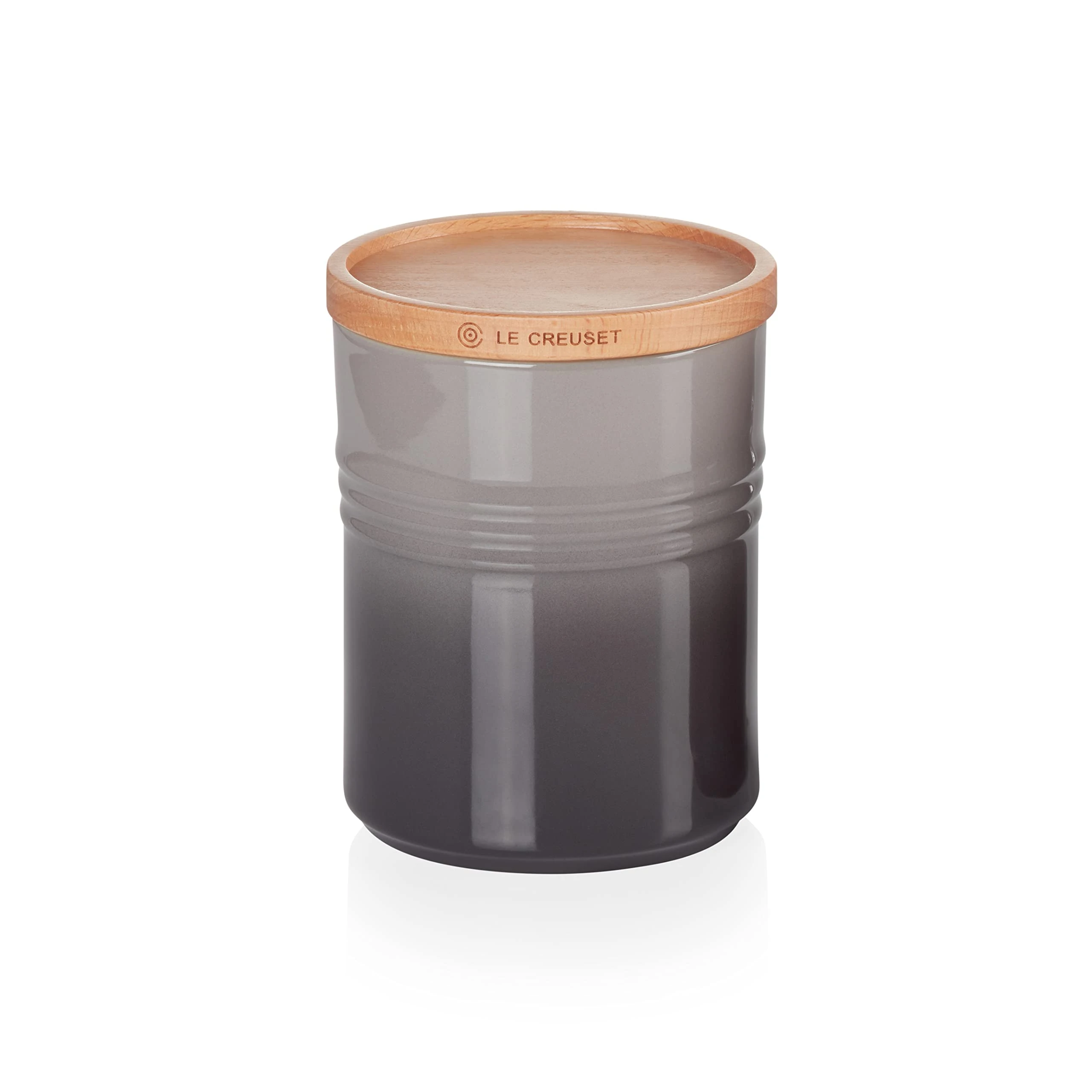 LE CREUSET Stoneware Medium Storage Jar with Wooden Lid, Stoneware, 540 ml, 10 cm, Flint, 91044401444099