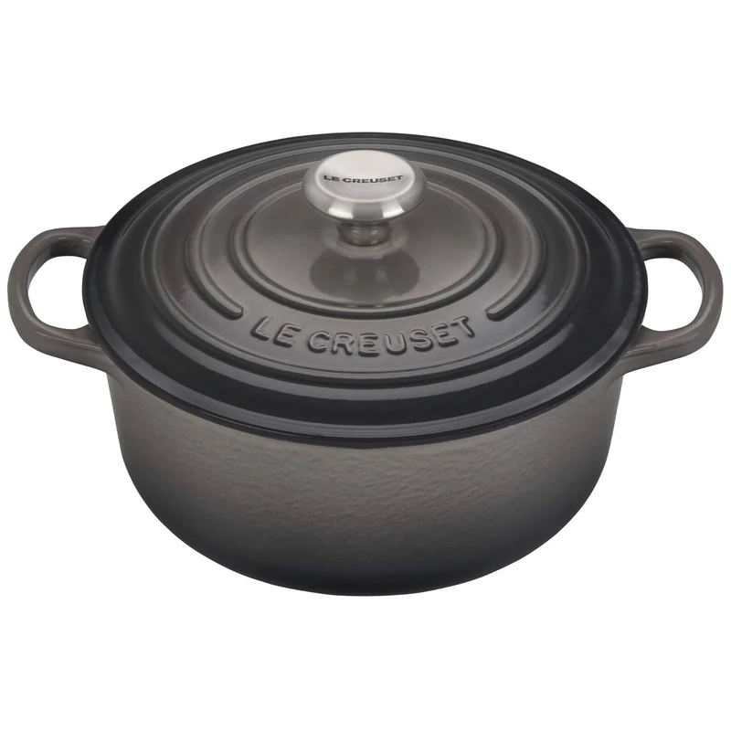 Le Creuset Signature Enamelled Cast Iron Round Casserole Dish With Lid, 20 cm, 2.4 Litres, Flint, 21177204442430