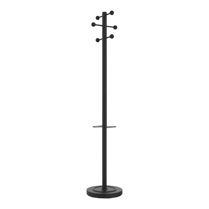 UNILUX Access Coat Stand Steel Black with 6 Clothes Hooks 175 cm High