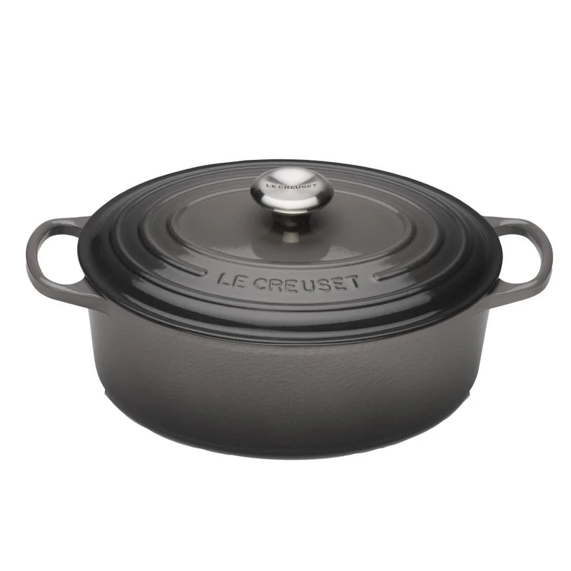 Le Creuset Signature Enamelled Cast Iron Casserole Dish with Lid - Oval, 27 cm, 4.1 Litres, Flint, 21178274442430