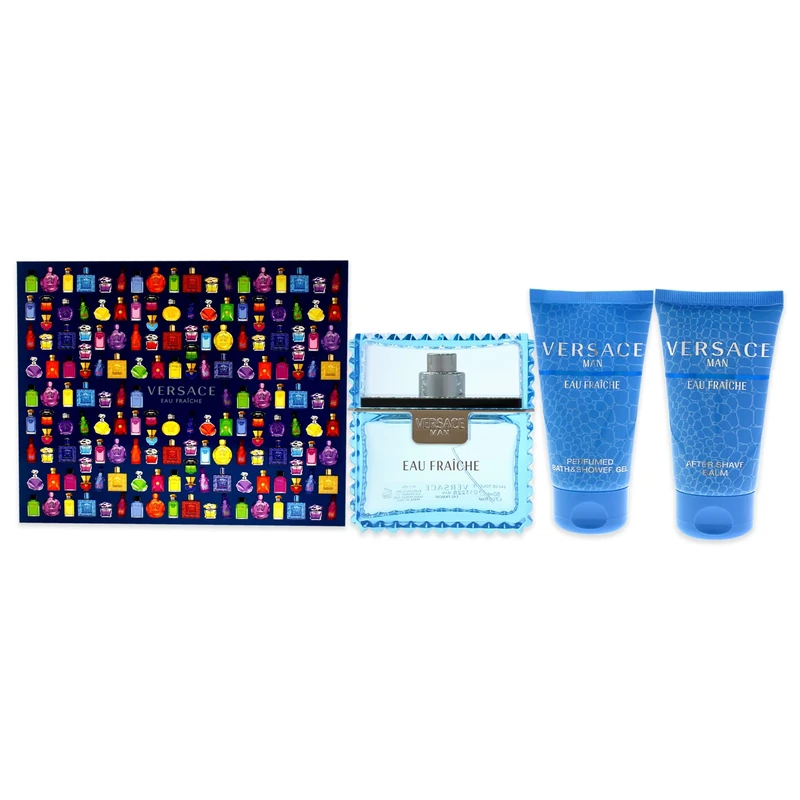 Versace Versace Eau Fraiche For Men 3 Pc Gift Set 1.7oz EDT Spray, 1.7oz Bath and Shower Gel, 1.7oz After Shave Balm