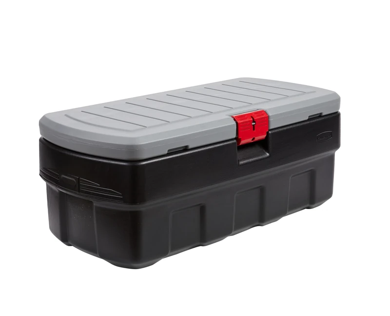 Rubbermaid ActionPacker Lockable Storage Box, 48 Gal, Grey and Black, Outdoor, Industrial, Rugged