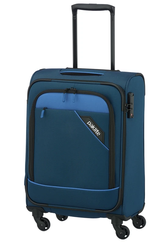paklite hand luggage trolley 4 wheels, lightweight, DERBY, stylish soft small travel cabin suitcase with TSA lock + clip-on function, 55 cm, 41 l
