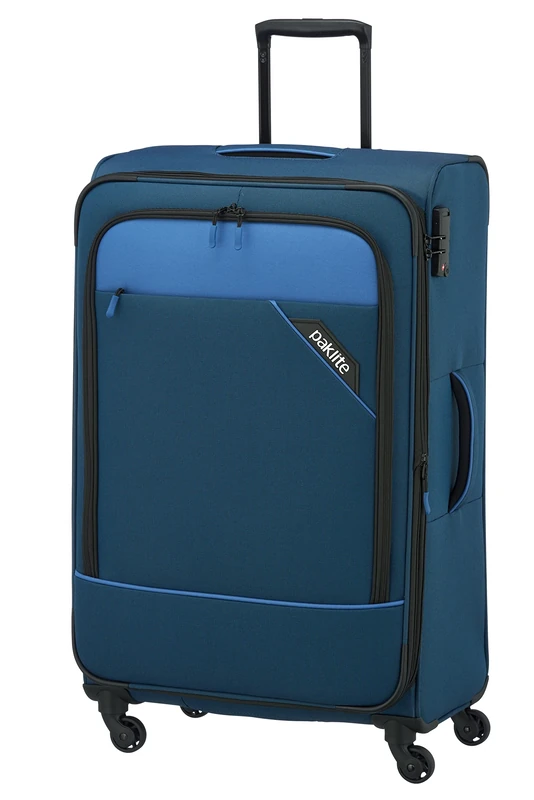 paklite travel suitcase 4 wheels, soft shell wheeled expandable suitcase large, DERBY, trolley with expansion fold, TSA lock, 77 cm, 102 - 115 liters - Image 1