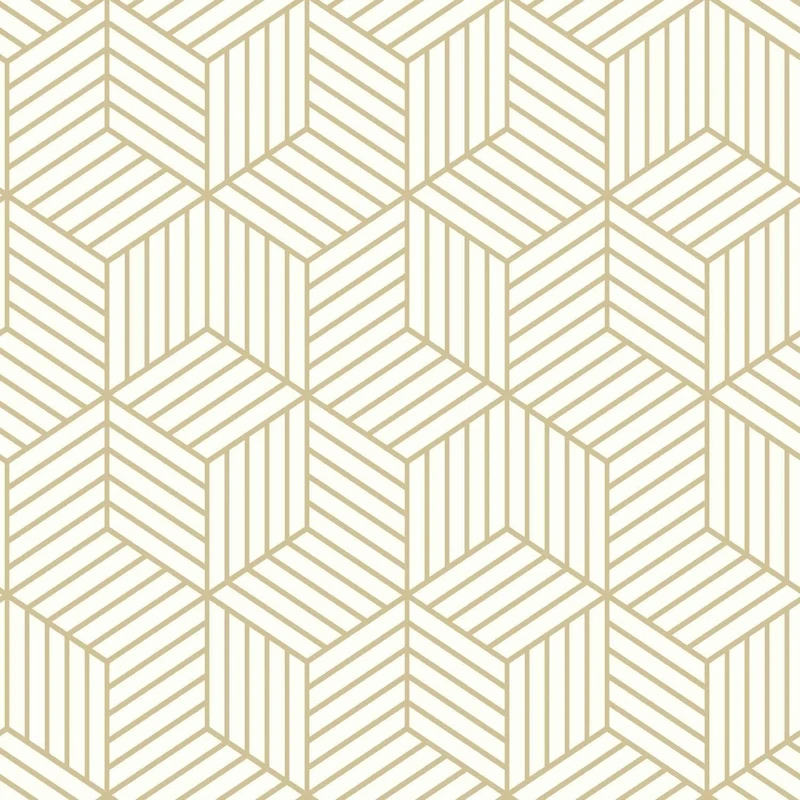 RoomMates RMK10704WP Metallic Gold Striped Hexagon Peel and Stick Wallpaper