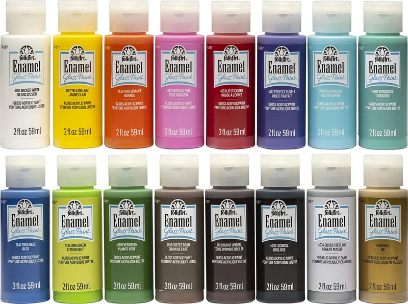 FolkArt Glass Painting Set, Multi, 59 ml (Pack of 16) - Image 1