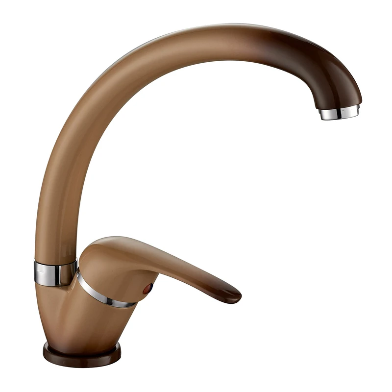 ambrosiana SEI1406CAN Kitchen Sink Mixer Tap with Rod High Series Six Brass Earth Color France with Water Saving Aerator - Image 1
