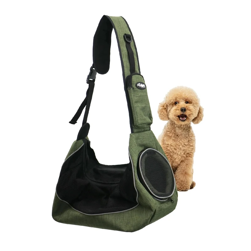 Petique Adjustable Pet Sling Carrier for Small to Medium Dogs & Cats - Comfortable & Secure Dog Sling for Walking & Outdoor Travel - Versatile Puppy and Cat Sling with Shoulder Strap - Up to 10kg - Image 1