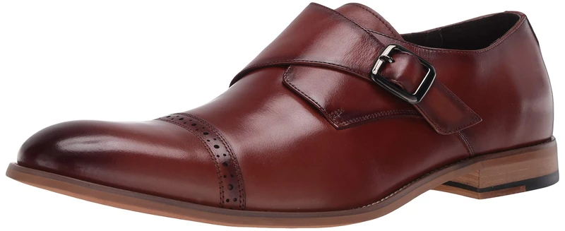 Stacy Adams Men's Desmond Cap Toe Monk Strap Loafer, Cognac, 9 UK