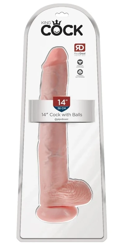 King Cock Number 1 Realistic Dildo, X-Large, 37 cm, Skin Colour