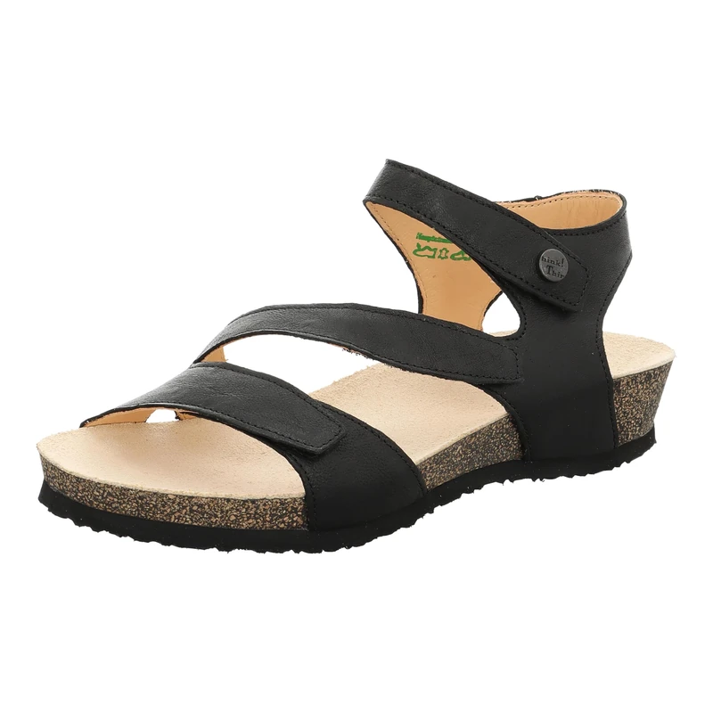 Think! Damen DUMIA chromfrei gegerbte nachhaltige Sandale, SCHWARZ 0000