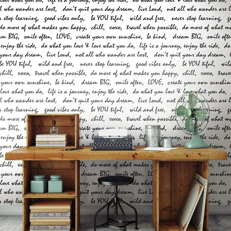 RoomMates RMK9005WP Black Dream Big Script Peel and Stick Wallpaper 20.5" x 16.5 feet