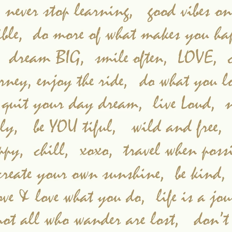 RoomMates RMK9006WP Gold Dream Big Script Peel and Stick Wallpaper 20.5" x 16.5 feet