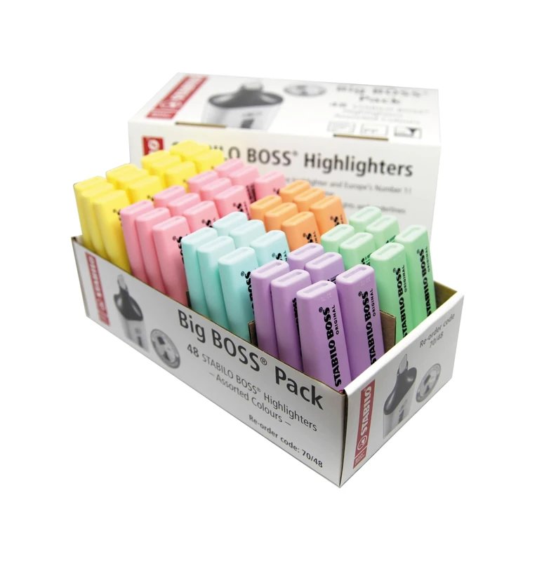 STABILO BOSS ORIGINAL Pastel - Highlighter - Pack of 48 - with 6 Pastel Colours