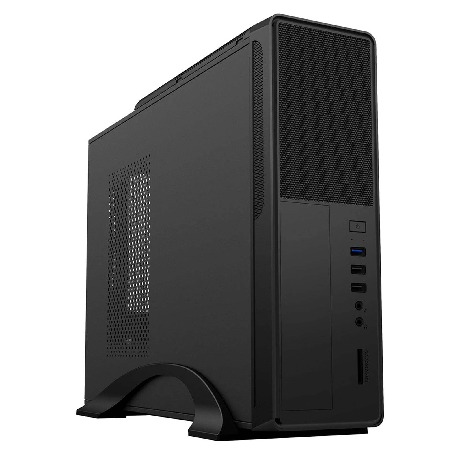 CiT S014B Micro-ATX Slim Office PC Case with 300W Power Supply – Micro-ATX & Mini-ITX Support – SD/TF Card Reader – 80mm Fan Pre-Installed – USB 3.0 & USB 2.0 – Business Workstation Case | Black
