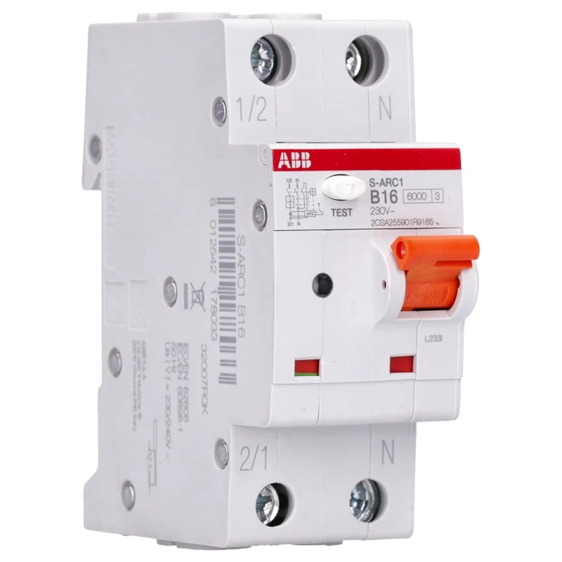 ABB Stotz S&J Fire Circuit Breaker S-ARC1 B16 B16.6kA, 1P+N Circuit Breaker with Additional Equipment 8012542178033 - Image 1