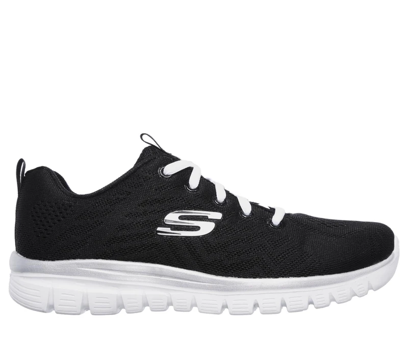 Skechers Women's Graceful Get Connected Sneakers, Black/White, 5 UK Wide