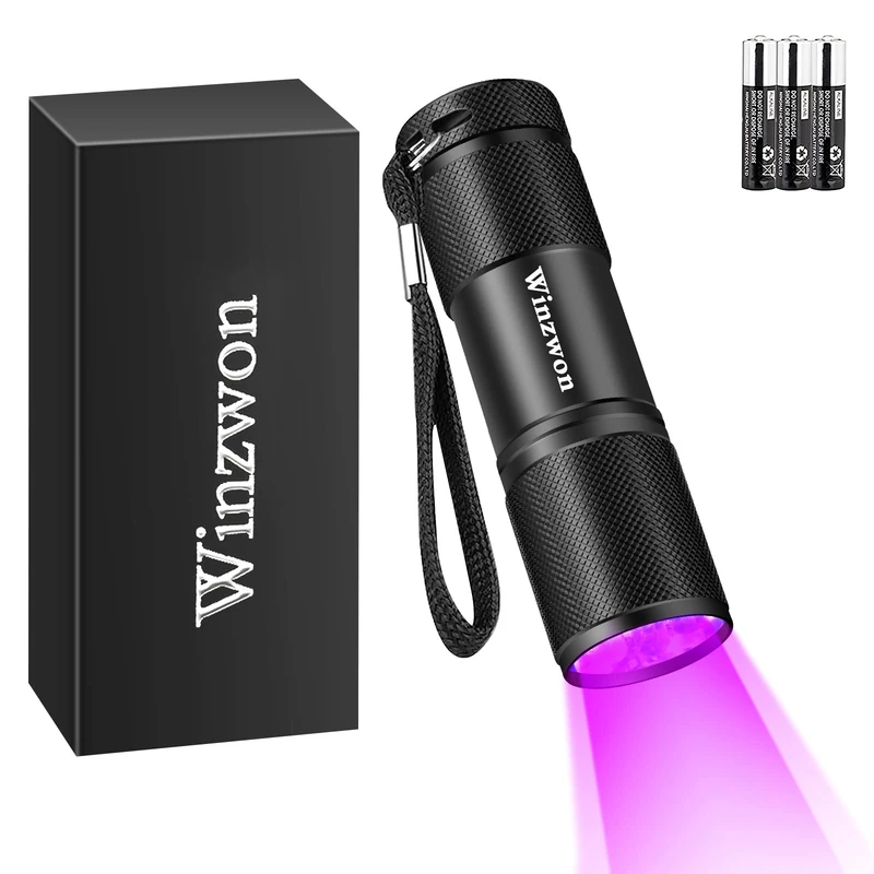 ALLESM Winzwon UV Torch UV Flashlight Ultraviolet Torch Black Light Flashlight for Pet Urine and Stain Detector, 3 AAA Batteries Include - Image 1