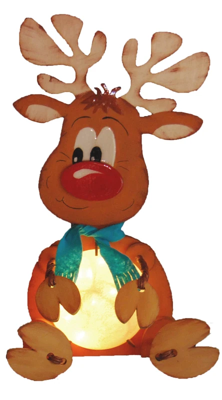 Petra's Craft News Hobby Setle Uchti Large Reindeer with Acrylic Beads and Satin, Wood Color Set 10 x 45 x 34 cm - Image 1