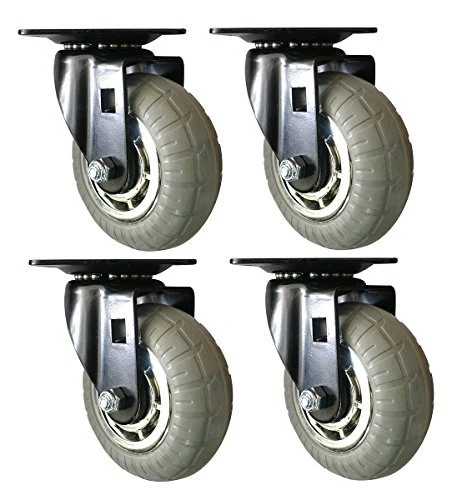 Headbourne 8268E Designer Casters 3 inch Soft Rubber Chrome & Black Designer Caster, 4 Pack