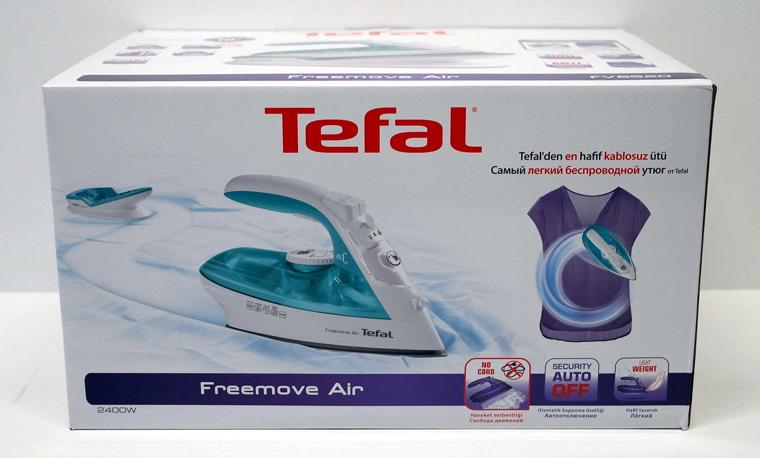 Tefal FV6520 2400W 0.25L Ceramic Turquoise,White steam ironing board