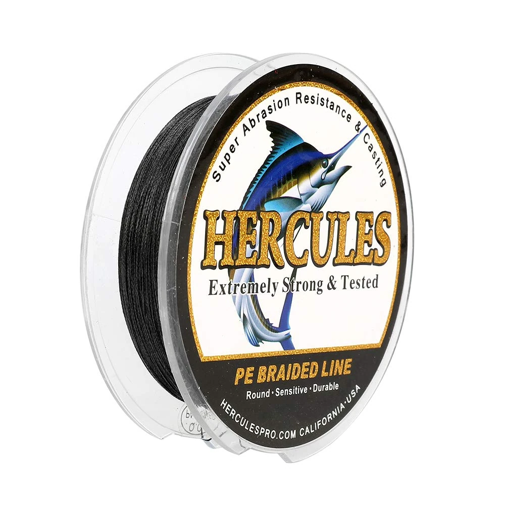 Hercules Super Strong 100M 109 Yards Braided Fishing Line 6 LB Test for Saltwater Freshwater PE Braid Fish Lines 4 Strands - Black, 6LB (2.7KG), 0.08MM
