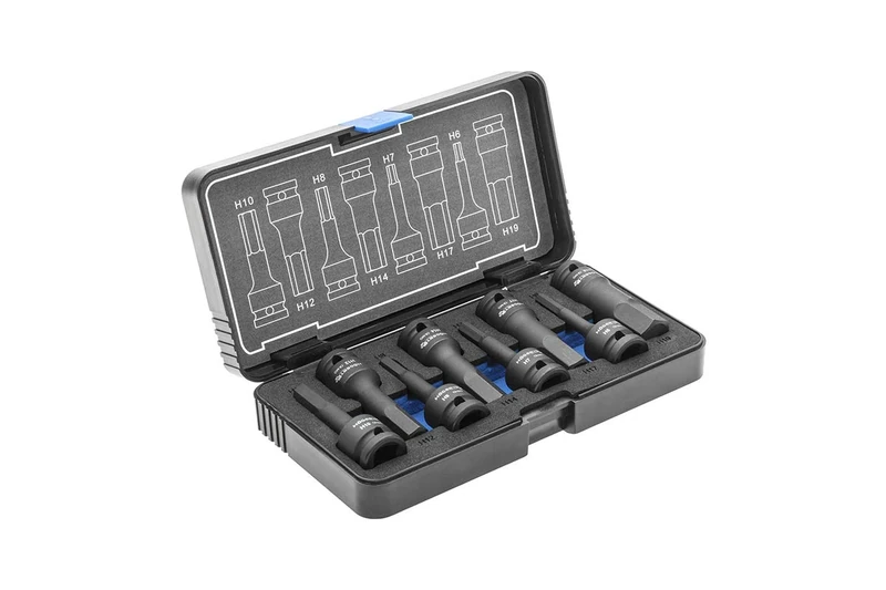 Högert Technik Set of 8 Impact Socket Spanner 1/2 Inch HEX, CrMo