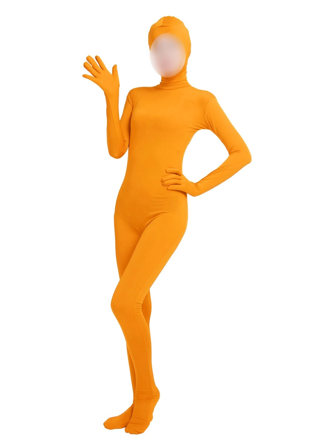 lucky baby store Girls' Women's Full Body Open Face Spandex Lycra Unitard Mask Zentai Costume Bodysuit (S, orange)
