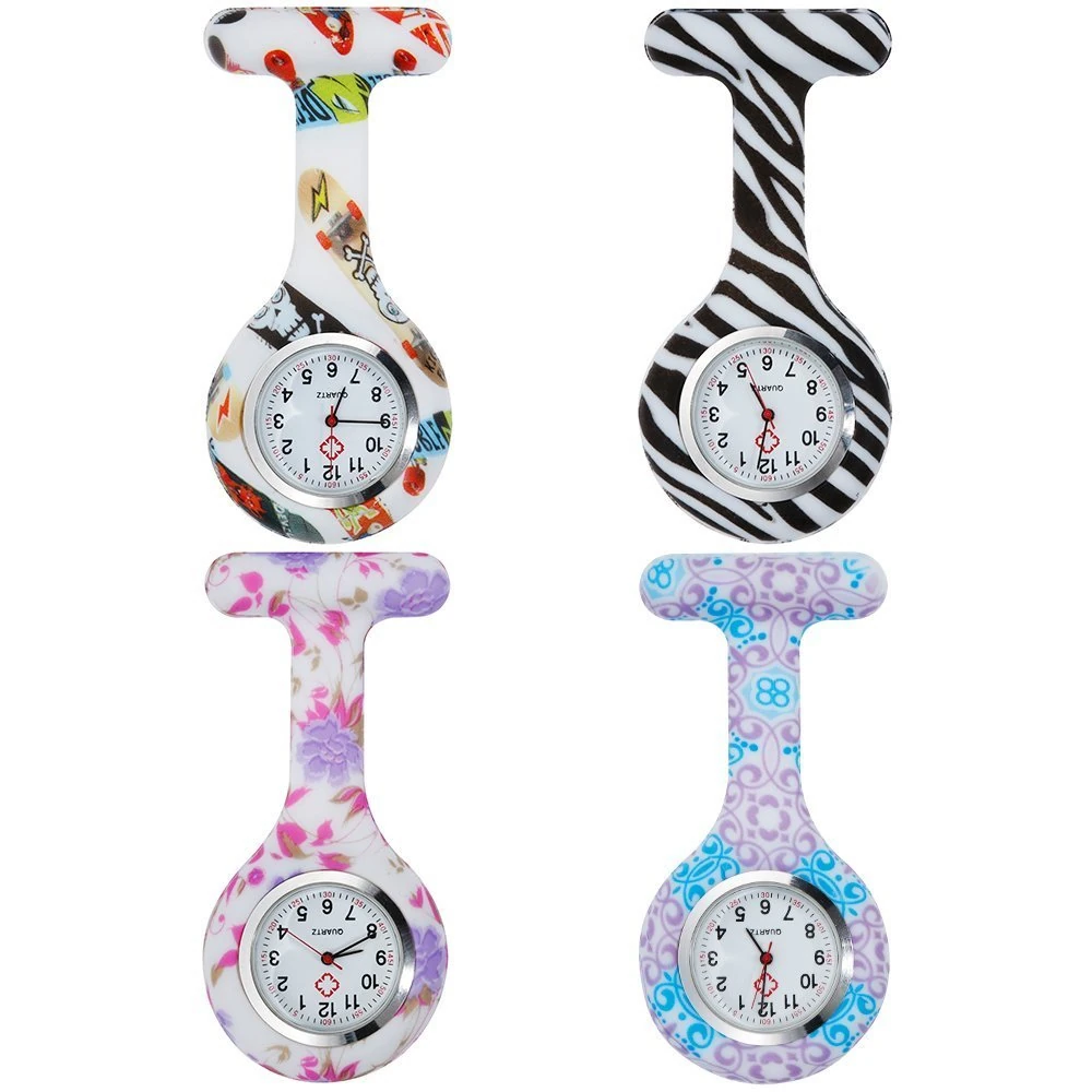 Anpro 4 PCS Fob Watches for Nurses Doctor Medical Staff Brooch Digital Fob Watch