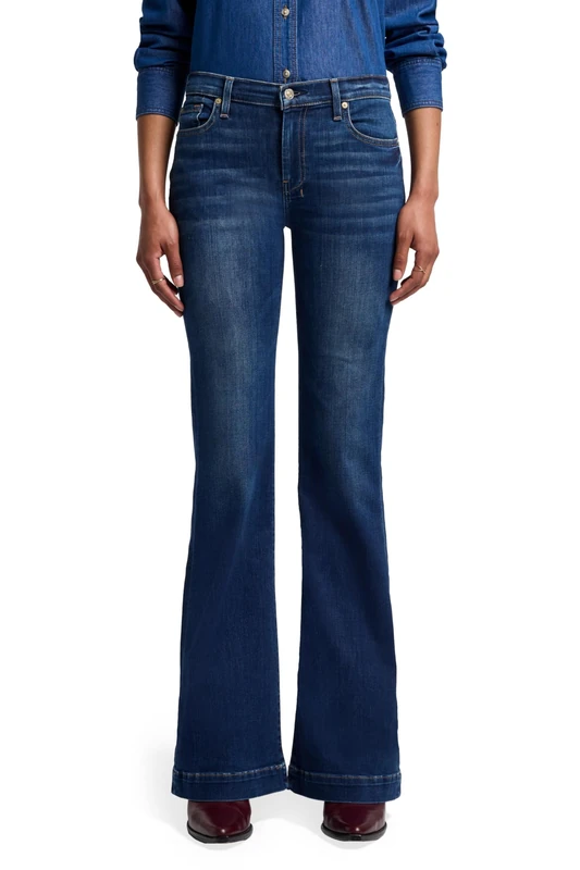 7 For All Mankind Women's Flare Wide Leg Jean, Midnight Rain, 29W