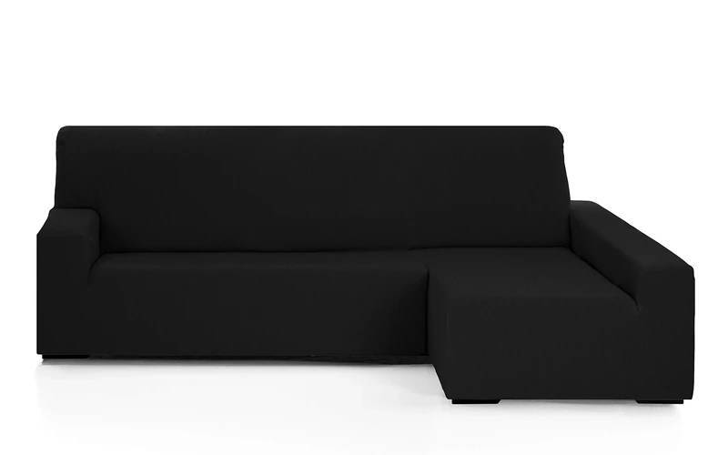 Martina Home EMILIA Elastic Chaise Longue Cover Right Arm Long (Front View), Black