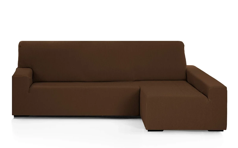 Martina Home - Emilia - Elastic Cover for Lounge Chair - Long Right Arm (Front View) - Brown