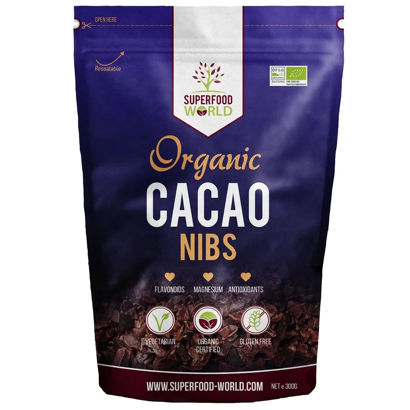 Organic Raw Peruvian Cacao Nibs 300G | Nature’s Healthy Chocolate Chips Rich in Flavonoids, Magnesium & Iron | Made from Premium Criollo Beans | Perfect for Healthy Dessert Toppings & Snacking