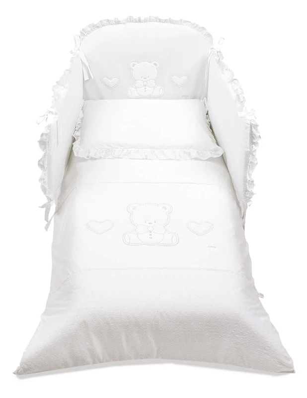 Italbaby 4 Piece Pony Amore Bedding Set, White, Multi-Color, One Size