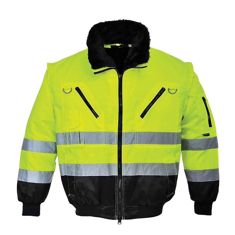 Portwest Men's Hi-Vis 3in1 Pilot Jacket, Yellow / Black, 3XL