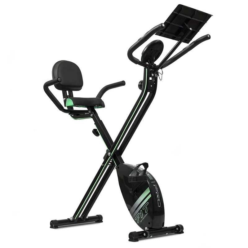 Cecotec Folding Exercise Bike with 2.5kg Flywheel X-Bike Pro. Silence Fit System, Backrest, Adjustable Handlebar and Saddle, Heart Rate Monitor, LCD Screen, Wheels, Maximum Weight 100kg