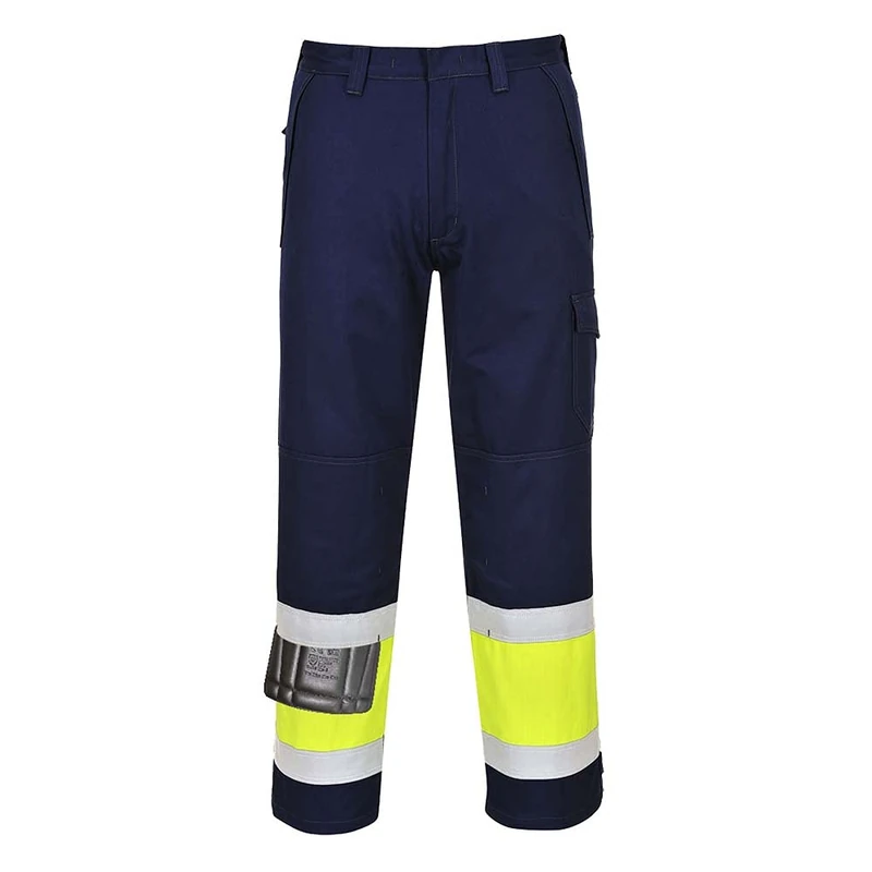 Portwest Hi-Vis Modaflame Trouser, Size: L, Colour: Yellow/Navy Tall, MV26YNTL