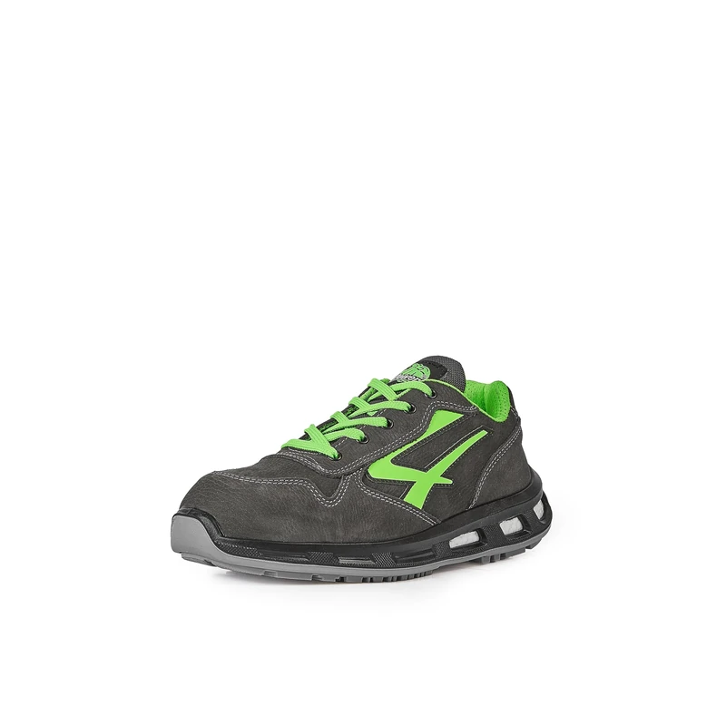 U-Power Red Lion Yoda, Unisex Safety Shoes, Lightweight, Flexible, Anti Puncture Leather Trainers, with Infinergy Insert, with Aluminium Toe Caps (Grey & Green 35)