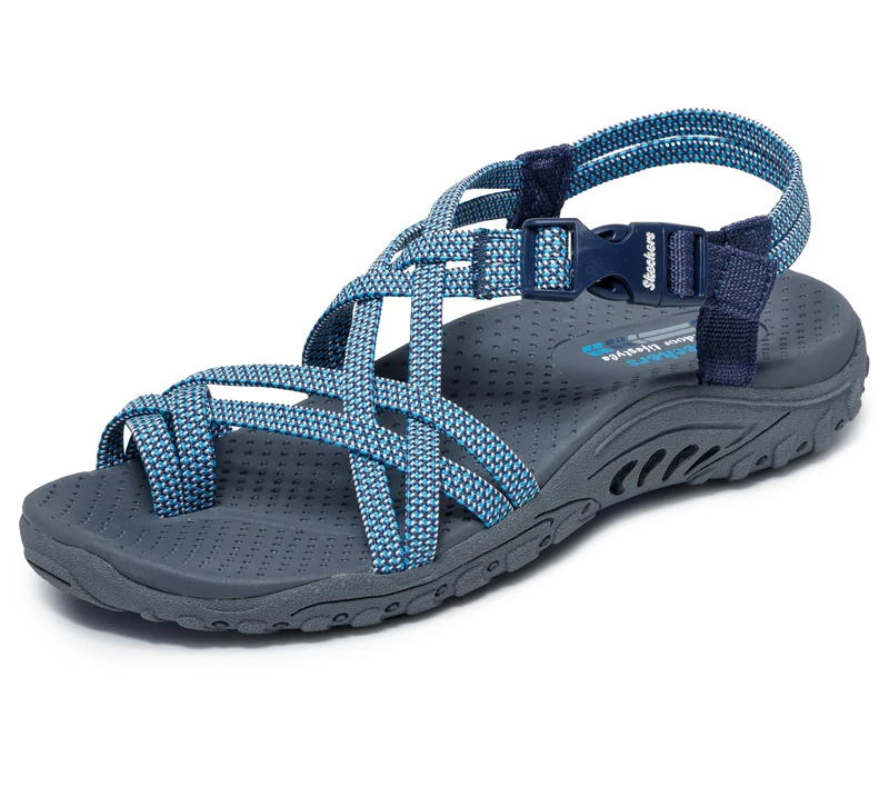 Skechers Women's Reggae-Trailway Flip-Flop, Navy, 5.5 B(M) US