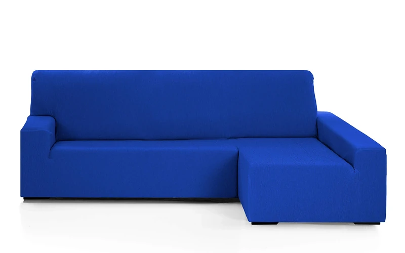 Martina Home - Emilia - Elastic Cover for Lounge Chair - Long Right Arm (Front View) - Electric Blue